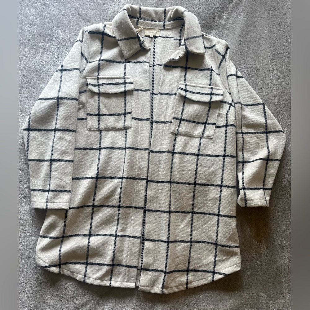 MELLODAY Cream and Black Checkered Coat
